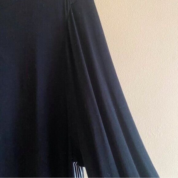 J Jill Wearever Collection Tunic Large Black White Piping Long Sleeve Lagenlook - Picture 6 of 16